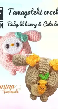 Munina Handmade -  Baby lil bunny & Cute brown bunny tamagotchi crochet pattern - English