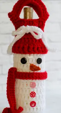 Crochet 365 Knit too - Cheryl Bennett - Snowman Wine Cozy - Free