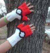Pokeball Fingerless Gloves by Aundie Molina