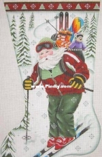 Needlepoint Skiing Santa Stocking