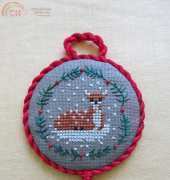 Winter Fawn cross stitch ornament