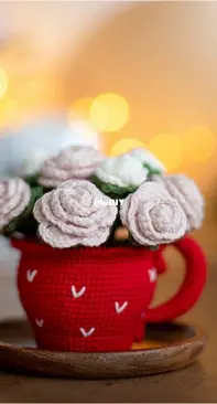 Dorogina Toys - Knitted World by Elena - Elena Dorogina - Roses in a mug