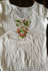 white lily on white T-shirt