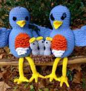 Crochet Village  #CV053 The Happy Bluebird Family by Donna Harelik