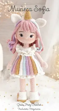 Green Frog Crochet - Thuy Anh - Dang Thuy Anh - Muñeca Sofia - Doll Sofia - Spanish