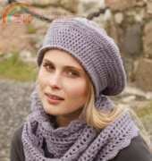 Drops Design-149-8- Victoriana, beret and neck warmer- Free
