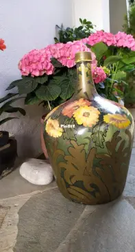 Vintage oil bottle painted