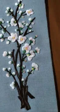 Embroidered almond  tree