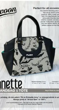 Swoon Sewing Patterns -  Annette Handbag and Tote