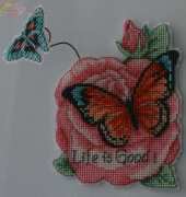 Refrigerator magnet： Butterfly and Rose