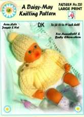 Daisy May 220L - Aran Style Jumper and Hat to fit 18 to 19 inch dolls - English