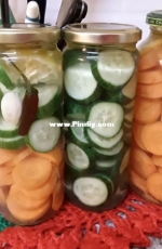 Pickled cucumbers ,carrots, pepper and garlic