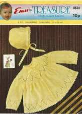 Emu Knitting Pattern 8538 - Baby Matinee Coat and Bonnet