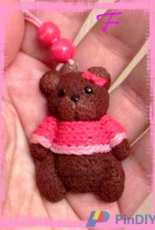 Necklace teddy bear polymer clay
