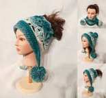 Donelda Higgins -Frozen Snow Hat Crochet Pattern Original and Convertible Pony Bun Cowl - 2016