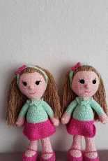 Amigurumi Two Dolls with Pink Skirts
