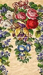 Antique floral basket by Antique Needlework Designs