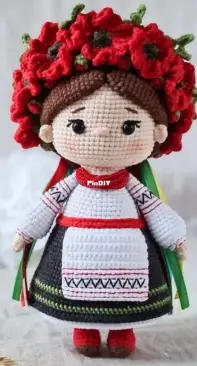 Galaxy Knitted Toys - Galina Veremeenko - Ukrainian with poppies - Галина Веремеенко - Українка з маками - Ukrainian