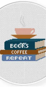 Books Coffee Repeat Cross Stitch Pattern