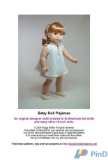Doll Clothes Patterns-Baby Doll Pajamas for 18"inch Doll