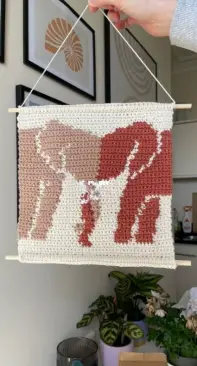 yarnunderr -  Crochet Elephant Wall Hanging