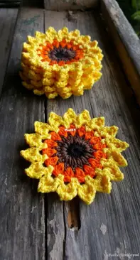 Crochet Sunflower coaster