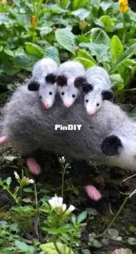 The Wishing Shed - Rachel Austin - Needle-Felted Opossum Mama and her Babies