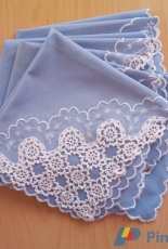 blue napkin and white lace