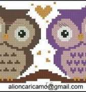 Alionca Aliona Ricamo 2 guffi / Two Owl