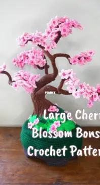 WovenLinesArt - Large Everlasting Cherry Blossom Bonsai in crochet - English