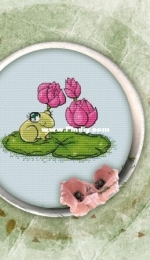 Witch Stitch - Frog on a Water Lily by Lutien Tinuviel