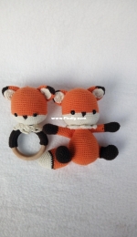 Amigurumi Fox and Fox Rattle - Tilki uyku arkadaşı takımı