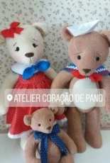 Atelier Coraçao De Pano - Familia Ursos Marinheiros -Sof Doll- Portuquese
