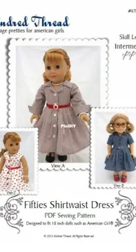 Kindered Thread #KT-1950-02 Fifties Shirtwaist Dress 18" Dolls