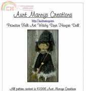 Aunt Manny's Creations - Primitive Folk Art Witchy Door Hanger Doll