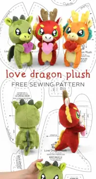 Sew Desu Ne?- Love Dragon Plush by Choly Knight - Machine Embroidery Files - Free