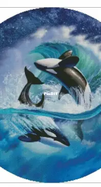 Cross Stitch Love - Killer Whales Circle by Maria Pulinovich