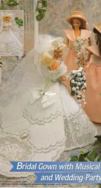 plastic canvas bridal gown with musical train and wedding party hats