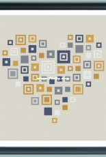 Happinesst - Geometric heart squares blue yellow