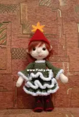 Doll with Christmas tree dress