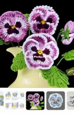 FoxStitchDesign - Irish Crochet Flower PATTERN PDF, Realistic Pansy Tutorial for Bouquet, Applique or Brooch.
