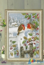 Robins in the Snow, Christmas from DMC Kanaviçe 37