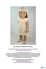 Doll Cloth Patterns-Lace Dress for Special Occasions for 18"inch Doll