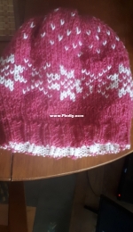 hot pink doubleknit winter hat by Elena Baklitskaia-Free