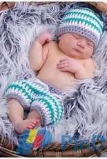 Mountain Mommy's Crochet - Newborn Striped Beanie and Drawstring Shorts