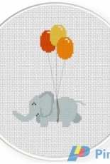 Daily Cross Stitch - Cute Elephant with Balloon