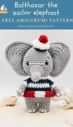 Octopus Crochet Design - Clotilde Dhenaut - Balthazar the sailor elephant - Free