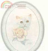 Lanarte 33505 White Cat with pink flower