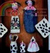 Cute and Country crochet - Jocelyn Sass - Cute Cow Kitchen Accessories set