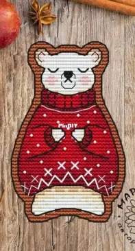 Margaritka Stitch - Gingerbread Polar Bear Ornament by Margarita Shelikhova